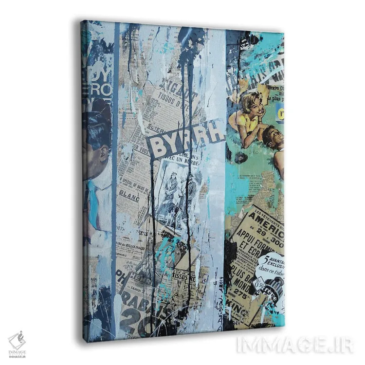 تابلو انتزاعی کلژ قدیمی اثر دیوید دریوتون - نمای پرسپکتیو محصول