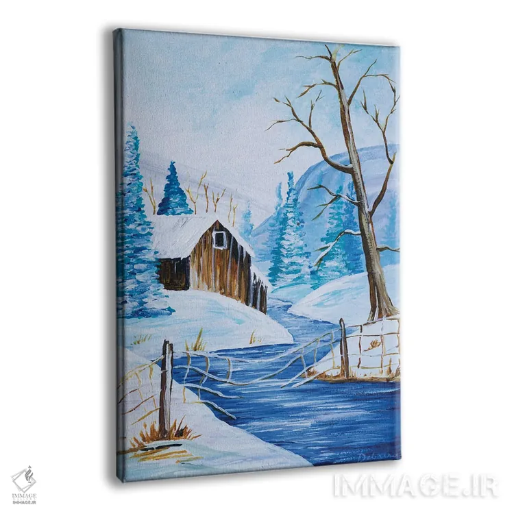 تابلو دکوراتیو کلبه کنار رودخانه اثر دباسری دی - نمای پرسپکتیو محصول