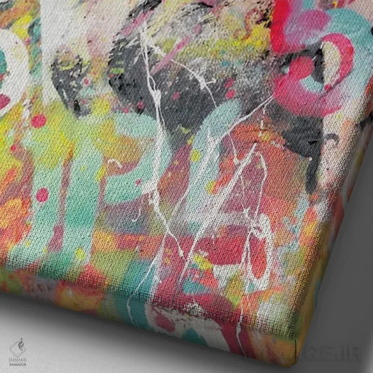 تابلو دکوراتیو کلژ پین آپ اثر دیوید دریوتون - نمای نزدیک بافت بوم