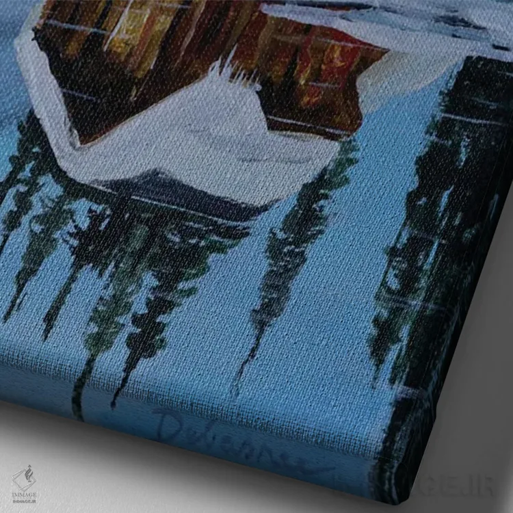 تابلو دکوراتیو بازتاب کلبه اثر دباسری دی - نمای نزدیک بافت بوم