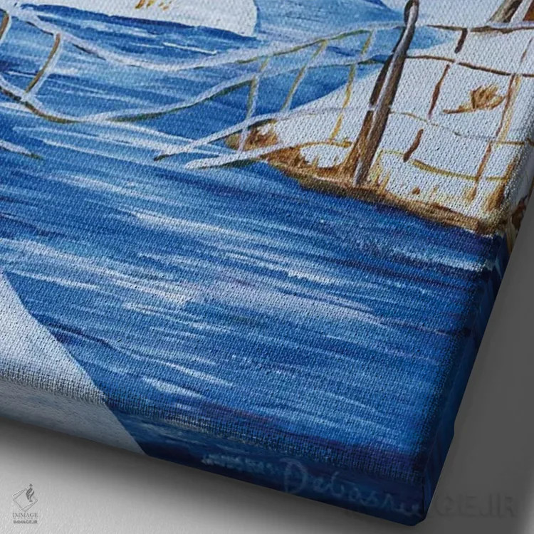 تابلو دکوراتیو کلبه کنار رودخانه اثر دباسری دی - نمای نزدیک بافت بوم