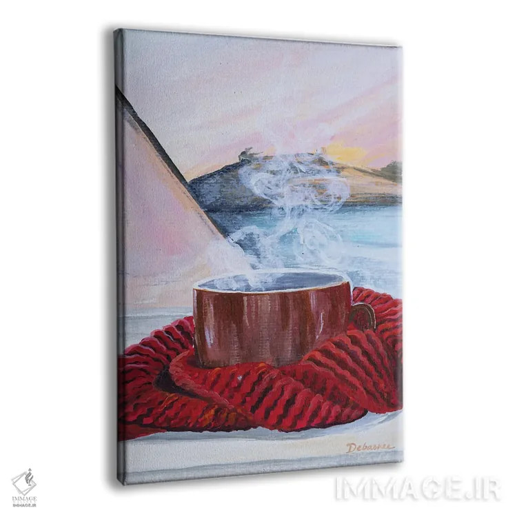 تابلو دکوراتیو قهوه و پتو اثر دباسری دی - نمای پرسپکتیو محصول