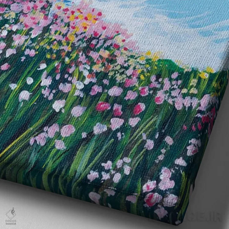 تابلو دکوراتیو گل های وحشی ساحلی I اثر دباسری دی - نمای نزدیک بافت بوم