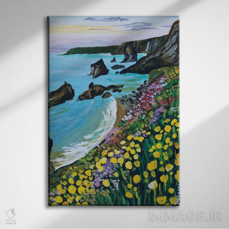 تابلو دکوراتیو گل های وحشی ساحلی II اثر دباسری دی - نمای روبهرو روی دیوار