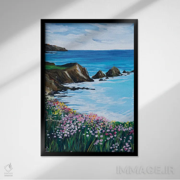 تابلو دکوراتیو گل های وحشی ساحلی I اثر دباسری دی - نمای قابدار مشکی