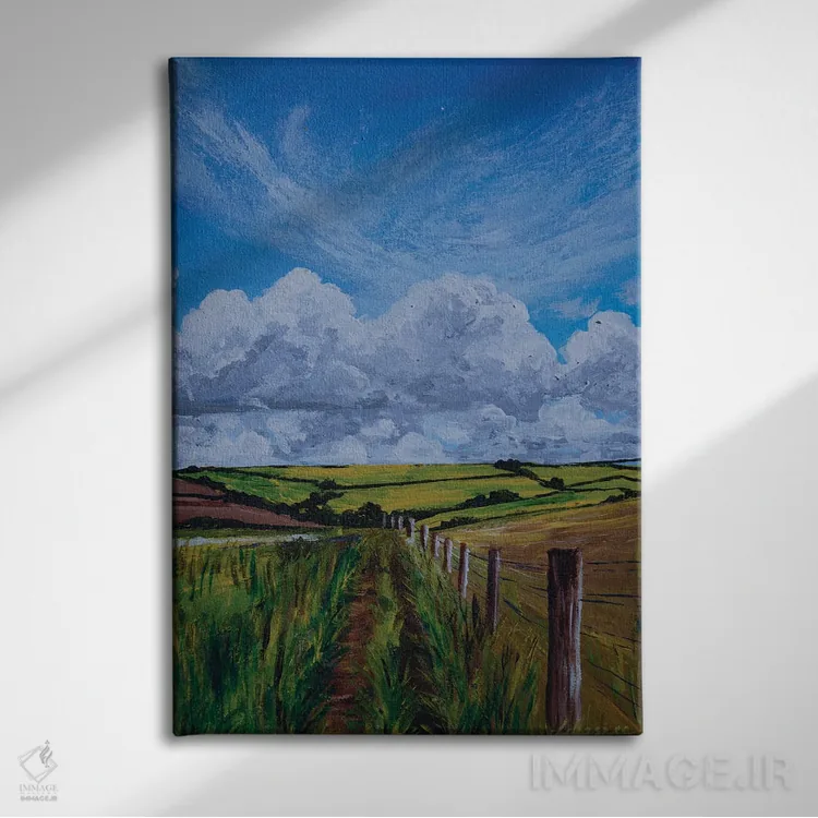 تابلو دکوراتیو قدم زدن در مزرعه اثر دباسری دی - نمای روبهرو روی دیوار