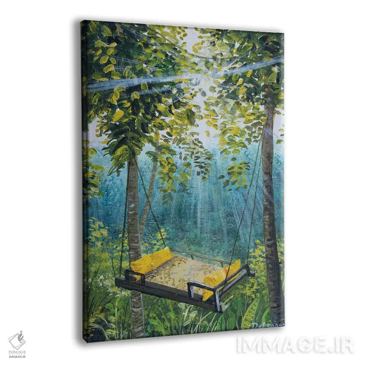 تابلو دکوراتیو تخت آویزان در بالی اثر دباسری دی - نمای پرسپکتیو محصول