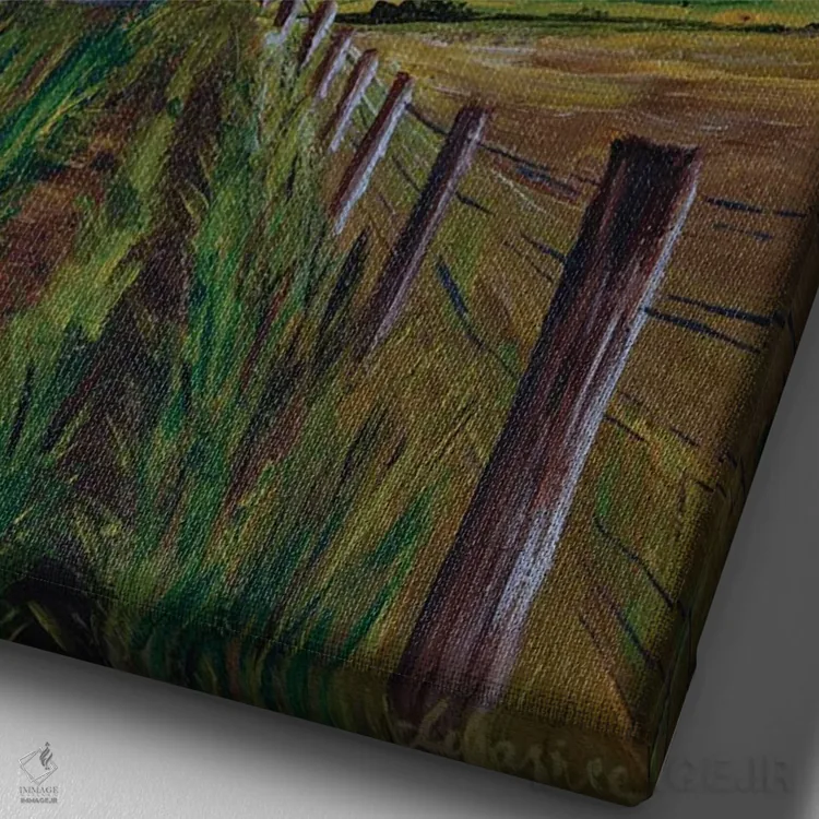 تابلو دکوراتیو قدم زدن در مزرعه اثر دباسری دی - نمای نزدیک بافت بوم