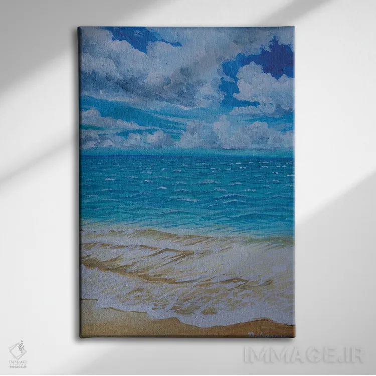 تابلو دکوراتیو شناوری ابرها بر ساحل اثر دباسری دی - نمای روبهرو روی دیوار