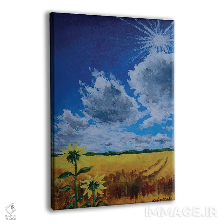 تابلو دکوراتیو آفتابگردان درخشان اثر دباسری دی - نمای پرسپکتیو محصول