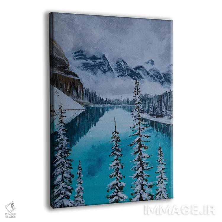 تابلو دکوراتیو درختان کاج پوشیده از برف اثر دباسری دی - نمای پرسپکتیو محصول