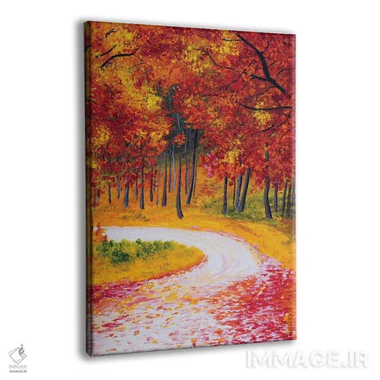 تابلو دکوراتیو جاده جنگل پاییزی اثر دباسری دی - نمای پرسپکتیو محصول