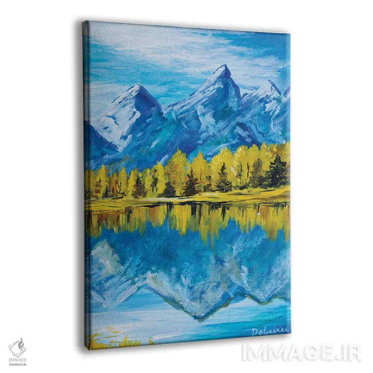 تابلو دکوراتیو درختان پاییزی و کوه ها اثر دباسری دی - نمای پرسپکتیو محصول