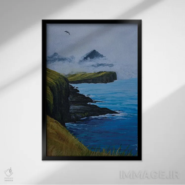 تابلو دکوراتیو ساحل اسکاتلند اثر دباسری دی - نمای قابدار مشکی