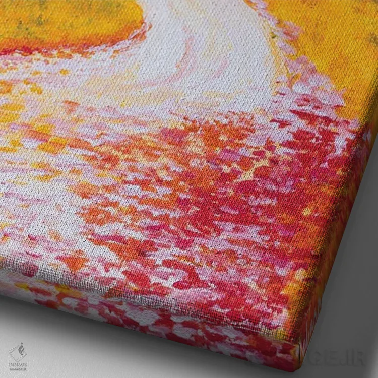 تابلو دکوراتیو جاده جنگل پاییزی اثر دباسری دی - نمای نزدیک بافت بوم