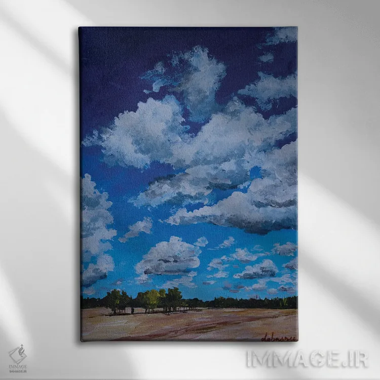 تابلو دکوراتیو آسمان زیبا اثر دباسری دی - نمای روبهرو روی دیوار