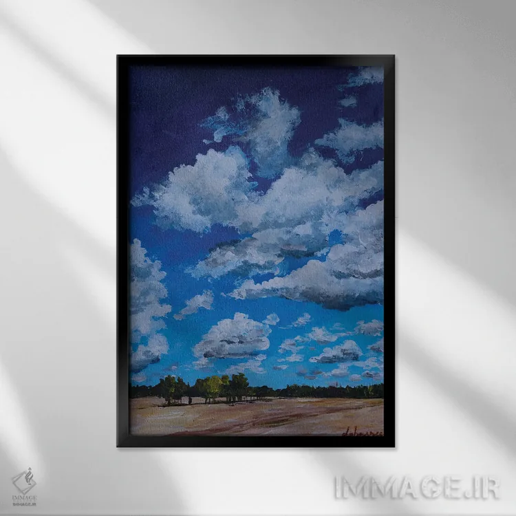 تابلو دکوراتیو آسمان زیبا اثر دباسری دی - نمای قابدار مشکی