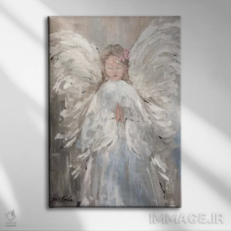تابلو مدرن فرشته من اثر دبی کولز - نمای روبهرو روی دیوار