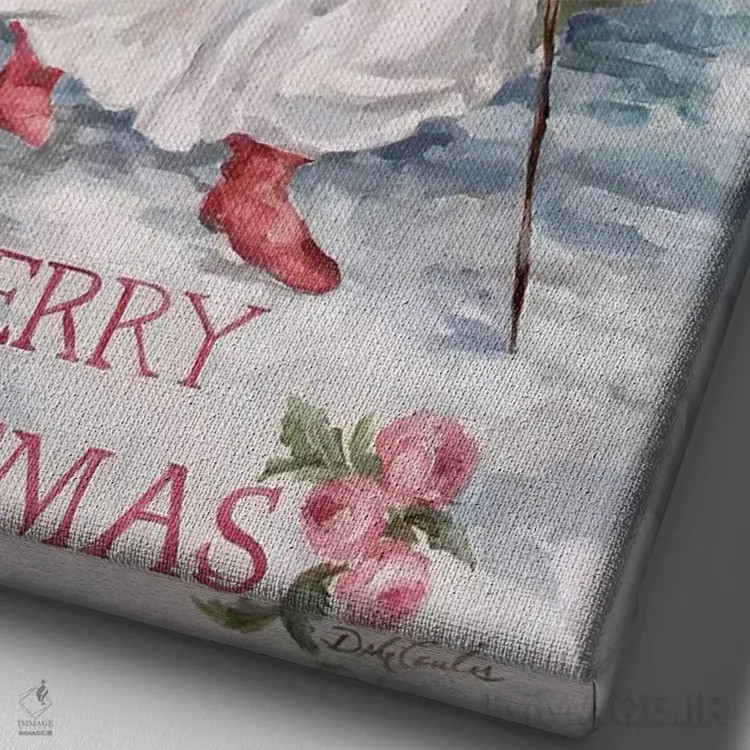 تابلو دکوراتیو بابانوئل جنگل های شمالی اثر دبی کولز - نمای نزدیک بافت بوم