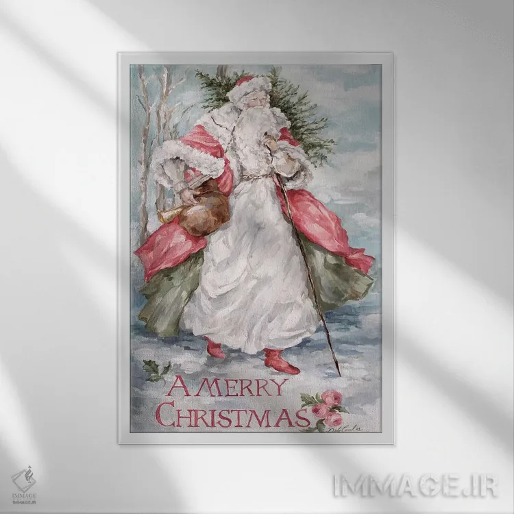 تابلو دکوراتیو بابانوئل جنگل های شمالی اثر دبی کولز - نمای قابدار سفید