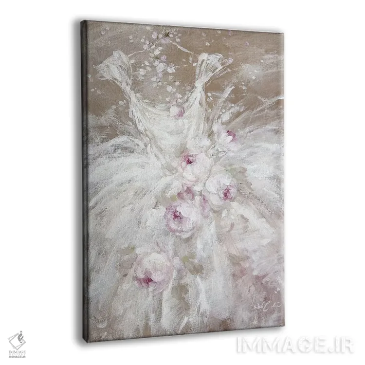 تابلو دکوراتیو دامن بالرین سفید با رزها اثر دبی کولز - نمای پرسپکتیو محصول