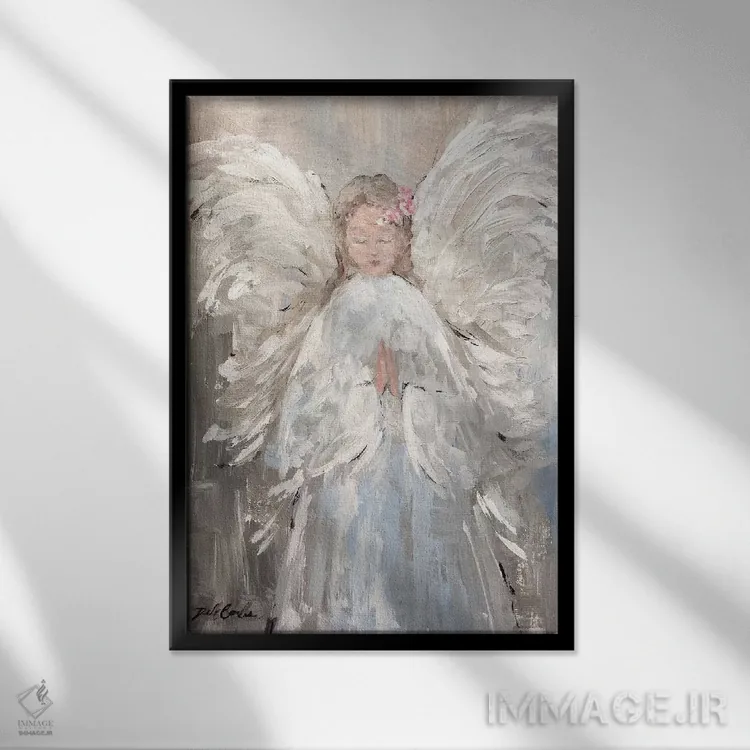 تابلو مدرن فرشته من اثر دبی کولز - نمای قابدار مشکی