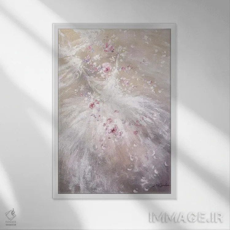 تابلو دکوراتیو رقص رز II اثر دبی کولز - نمای قابدار سفید