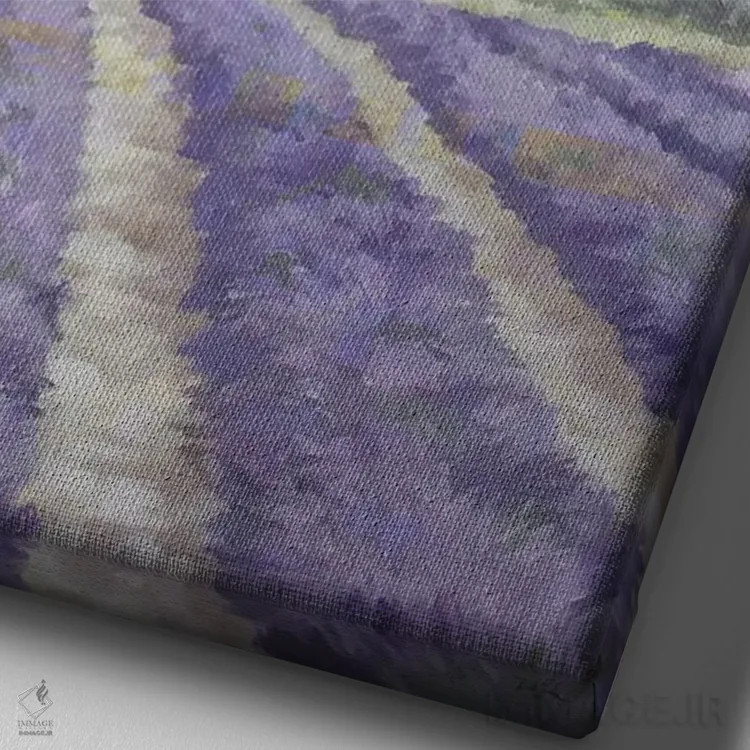 تابلو مدرن مزارع اسطوخودوس فرانسه اثر دبی کولز - نمای نزدیک بافت بوم