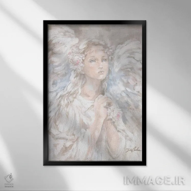 تابلو دکوراتیو فرشته بهشت اثر دبی کولز - نمای قابدار مشکی