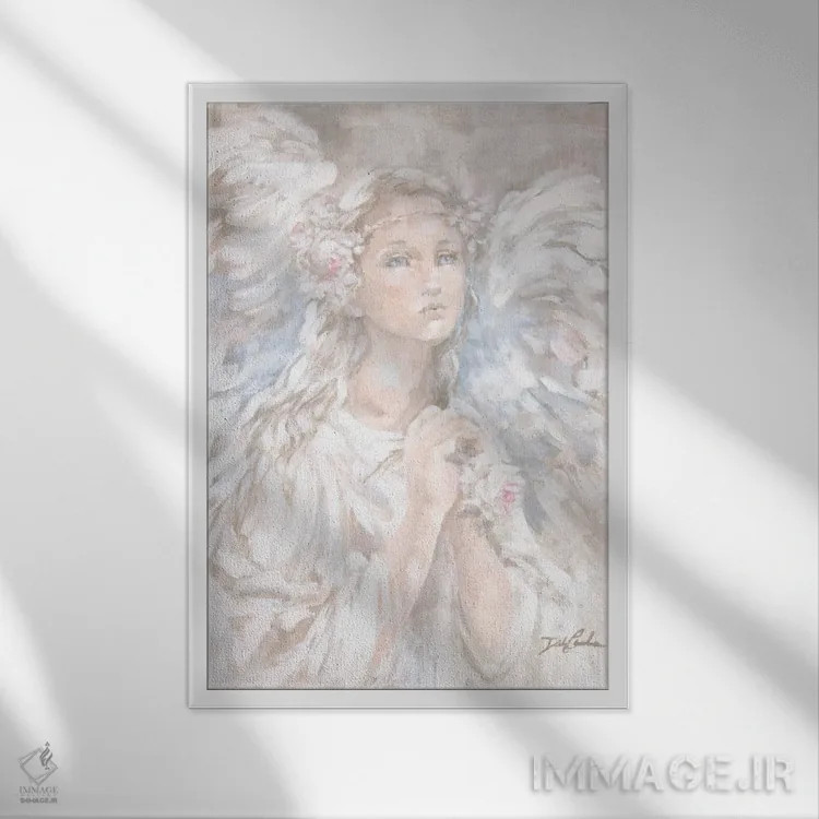 تابلو دکوراتیو فرشته بهشت اثر دبی کولز - نمای قابدار سفید