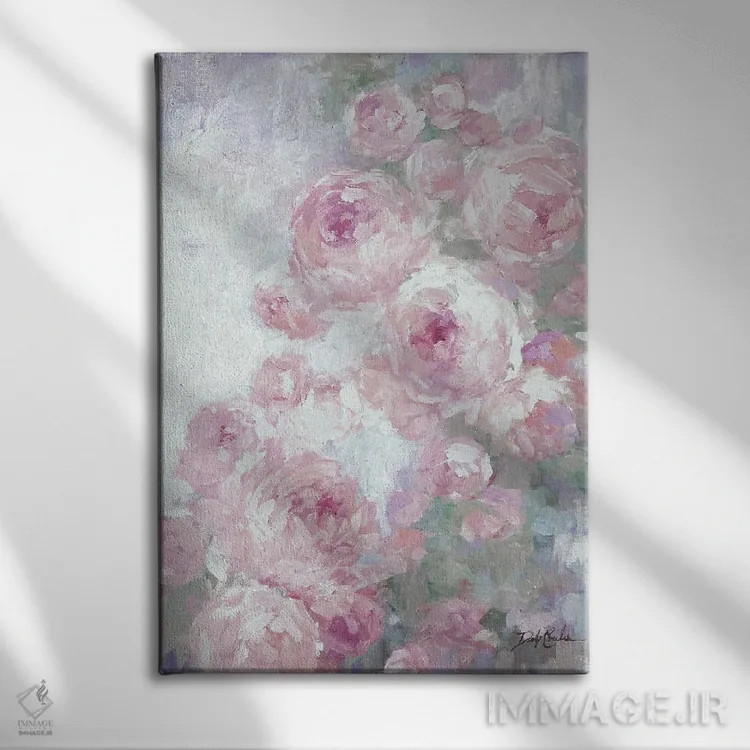 تابلو دکوراتیو پئونی ها اثر دبی کولز - نمای روبهرو روی دیوار