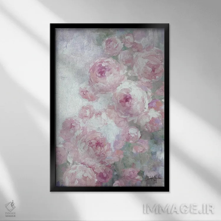 تابلو دکوراتیو پئونی ها اثر دبی کولز - نمای قابدار مشکی