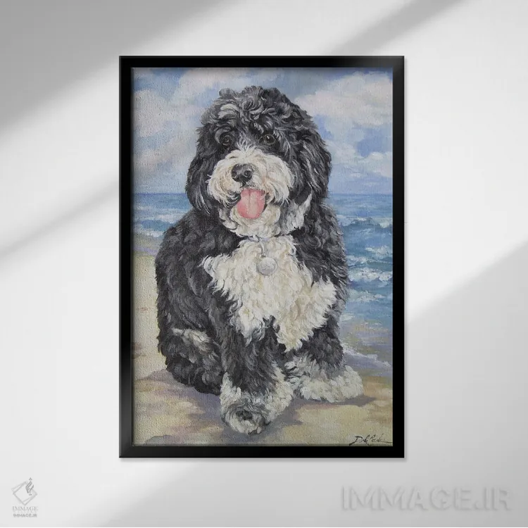 تابلو دکوراتیو دودل ساحلی اثر دبی کولز - نمای قابدار مشکی