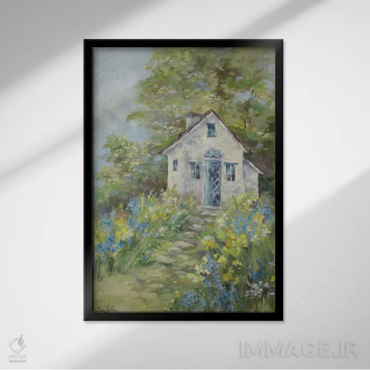 تابلو دکوراتیو کلبه تابستانی اثر دبی کولز - نمای قابدار مشکی