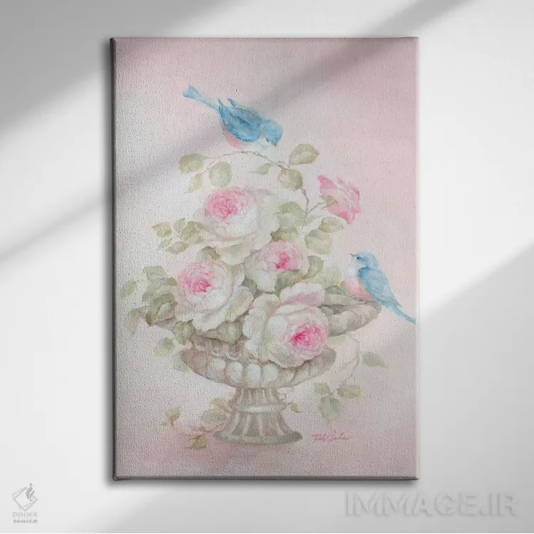 تابلو دکوراتیو آواز شیرین رز اثر دبی کولز - نمای روبهرو روی دیوار