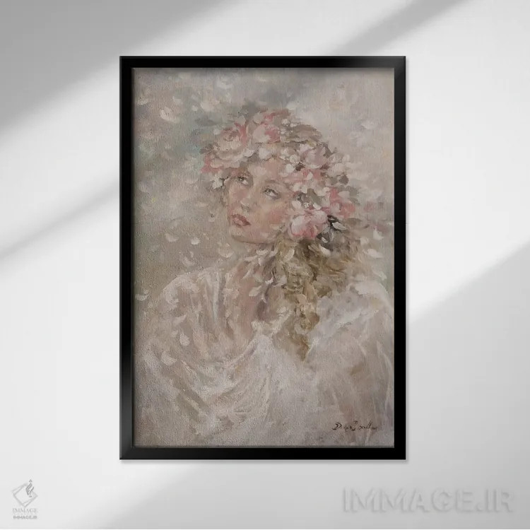 تابلو دکوراتیو عروس جلگه اثر دبی کولز - نمای قابدار مشکی