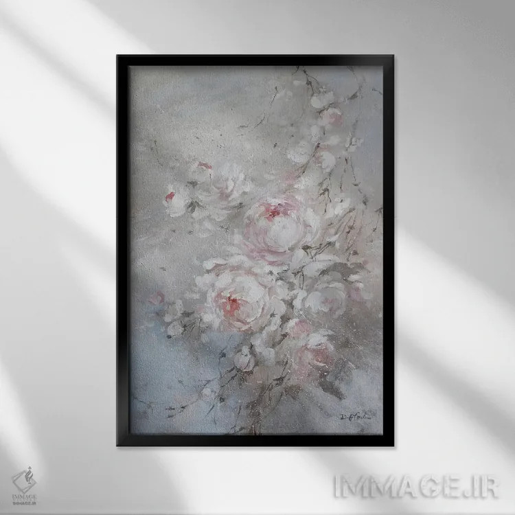 تابلو دکوراتیو رز سرخ شدن اثر دبی کولز - نمای قابدار مشکی