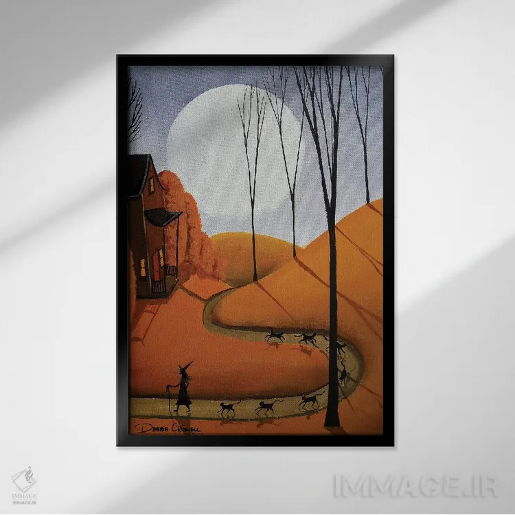 تابلو دکوراتیو پیاده روی گربه اثر دبی کریسول - نمای قابدار مشکی