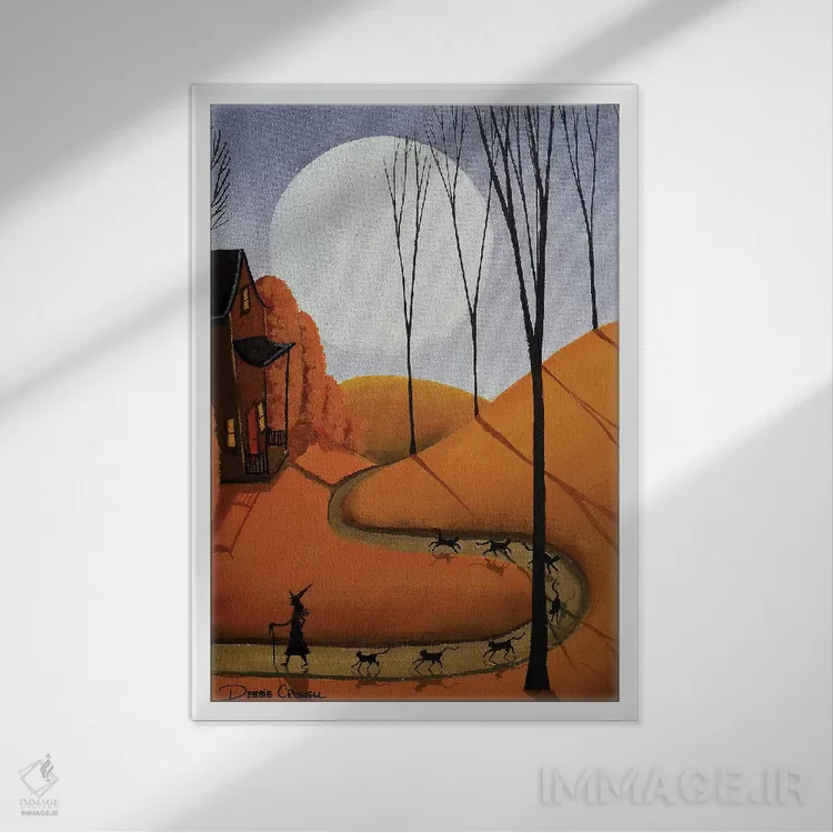 تابلو دکوراتیو پیاده روی گربه اثر دبی کریسول - نمای قابدار سفید