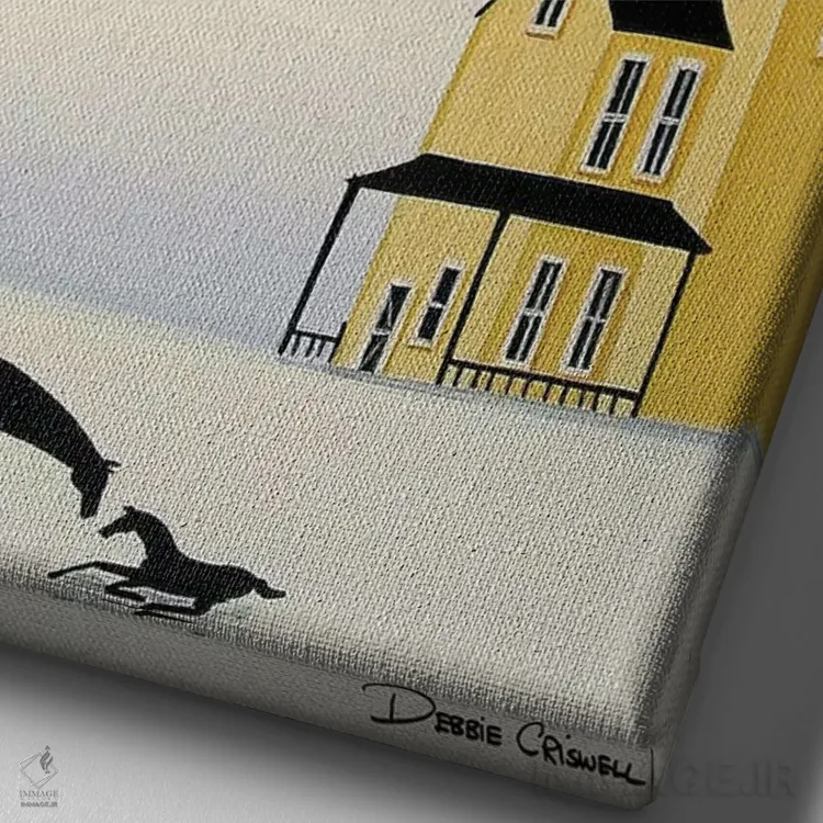 تابلو دکوراتیو تولد دسامبر اثر دبی کریسول - نمای نزدیک بافت بوم