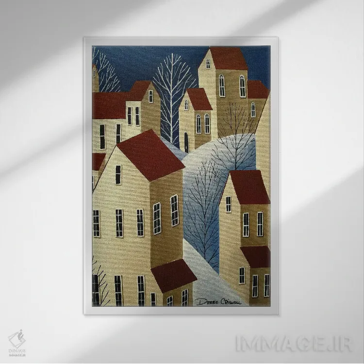 تابلو دکوراتیو خانه های صعودکننده اثر دبی کریسول - نمای قابدار سفید