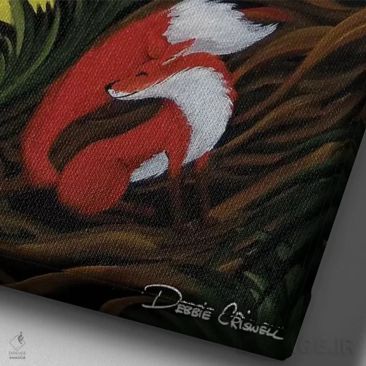 تابلو دکوراتیو روباه زیرک اثر دبی کریسول - نمای نزدیک بافت بوم