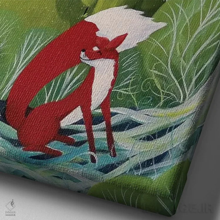 تابلو دکوراتیو روباه زیرک اثر دبی کریسول - نمای نزدیک بافت بوم
