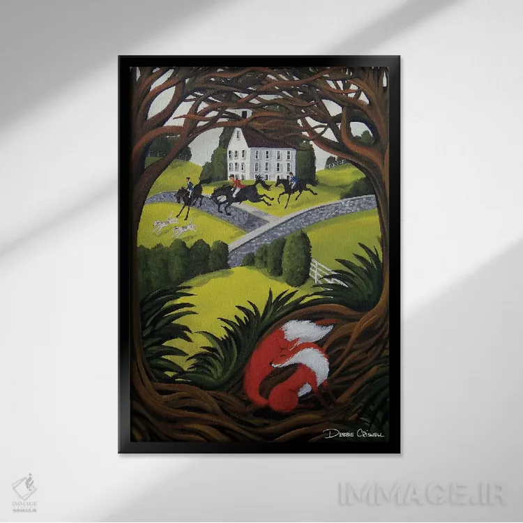 تابلو دکوراتیو روباه زیرک اثر دبی کریسول - نمای قابدار مشکی