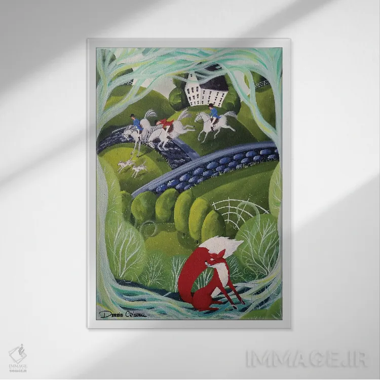 تابلو دکوراتیو روباه زیرک اثر دبی کریسول - نمای قابدار سفید