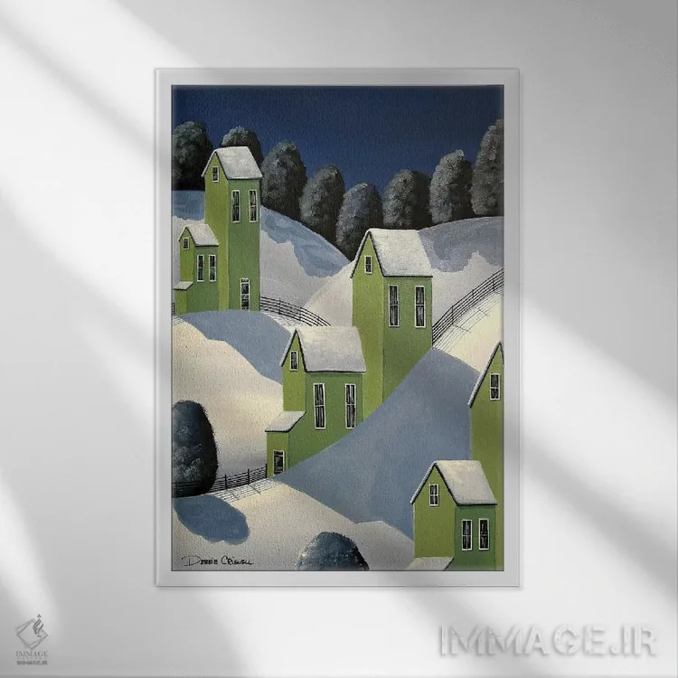 تابلو دکوراتیو سبز زمستانی اثر دبی کریسول - نمای قابدار سفید