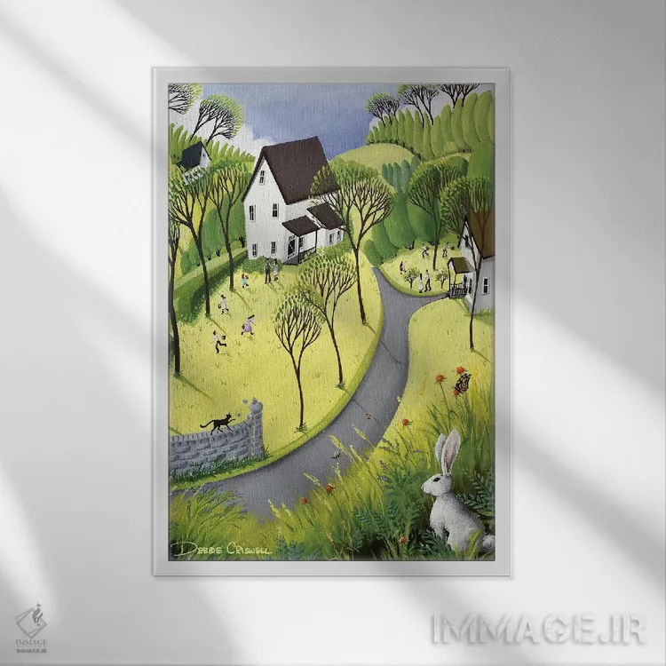 تابلو دکوراتیو خرگوش عید پاک اثر دبی کریسول - نمای قابدار سفید