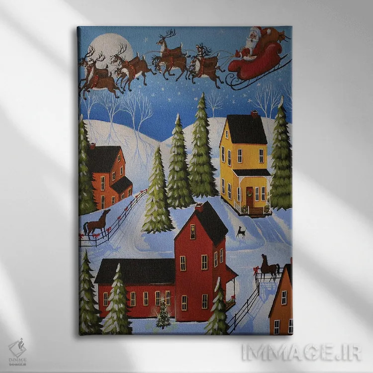 تابلو دکوراتیو انتظار برای بابا نوئل اثر دبی کریسول - نمای روبهرو روی دیوار