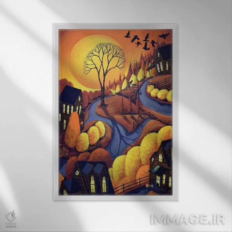 تابلو دکوراتیو عصر اکتبر اثر دبی کریسول - نمای قابدار سفید