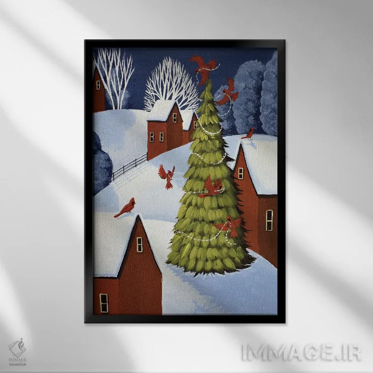 تابلو دکوراتیو درخت کارباورال ها اثر دبی کریسول - نمای قابدار مشکی